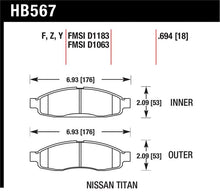 Load image into Gallery viewer, Hawk 04-06 Infiniti QX56 / 05-06 Armada / 04 Pathfinder / 04-07 Titan LTS Street Front Brake Pads - HB567Y.694
