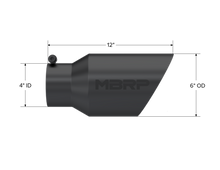 Load image into Gallery viewer, MBRP Universal Tip 6 O.D. Dual Wall Angled 4 inlet 12 length - Black Finish - T5072BLK