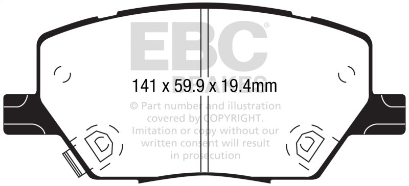 EBC 2015+ Fiat 500X 1.4L Turbo Yellowstuff Front Brake Pads - DP42239R