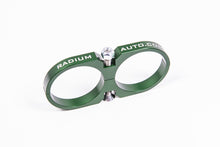 Load image into Gallery viewer, Radium Engineering 2-Piece Fuel Pump Clamp For Bosch 044 - Green W/ Logo - 20-0122