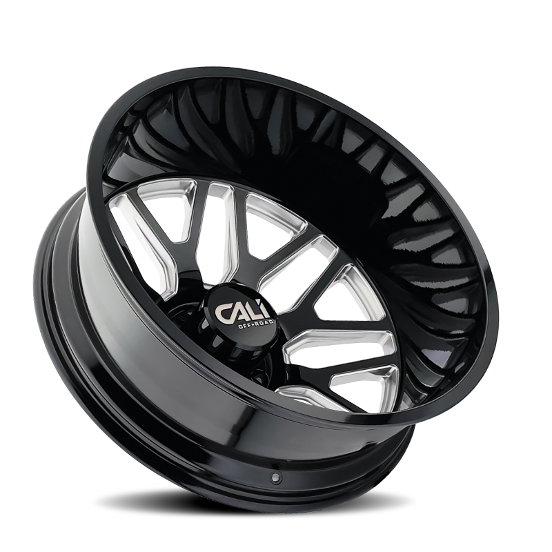 Cali Off-Road 9115D Invader Dually 22x8.25 / 8x165.1 BP / -232mm OS / 121.3mm Hub Gls Blk Mill Wheel - 9115D-22881BMR232
