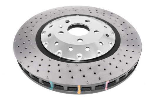 DBA 06-17 Audi RS3 8V Sedan 5000 Fully Assembled 2-Pc Clear Anodized Hat T3 Drilled/Dimpled Rotor - DBA53004SLVXD