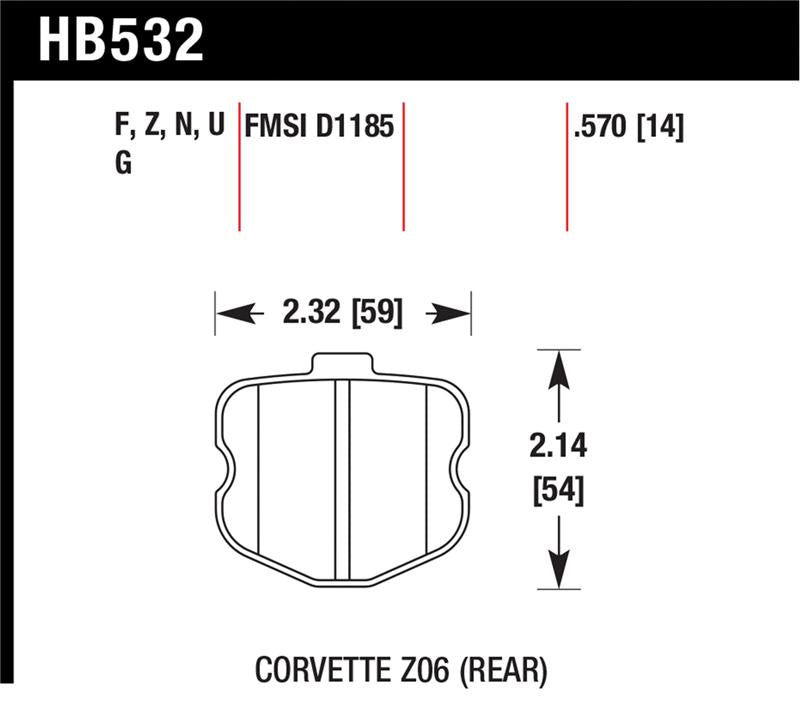 Hawk 10-12 Chevy Corvette Grand Sport / 06-12 Corvette Z06 Rear DTC-60 Race Brake Pads - HB532G.570
