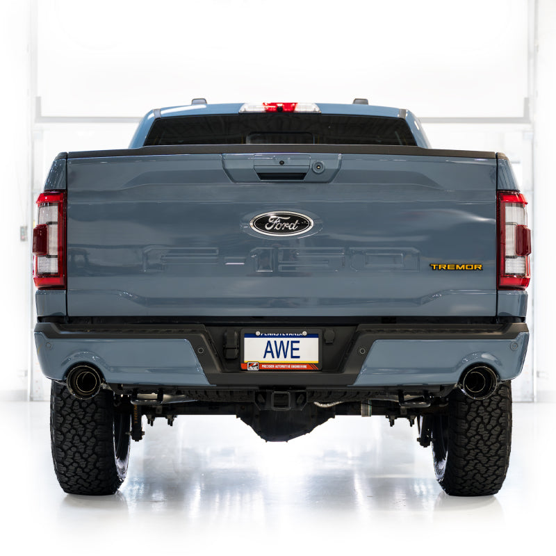 AWE Tuning 2021+ Ford F-150 Tremor (w/ Bumper Cutouts) 0FG Non-Resonated Catback -Diamond Black Tips - 3020-33402