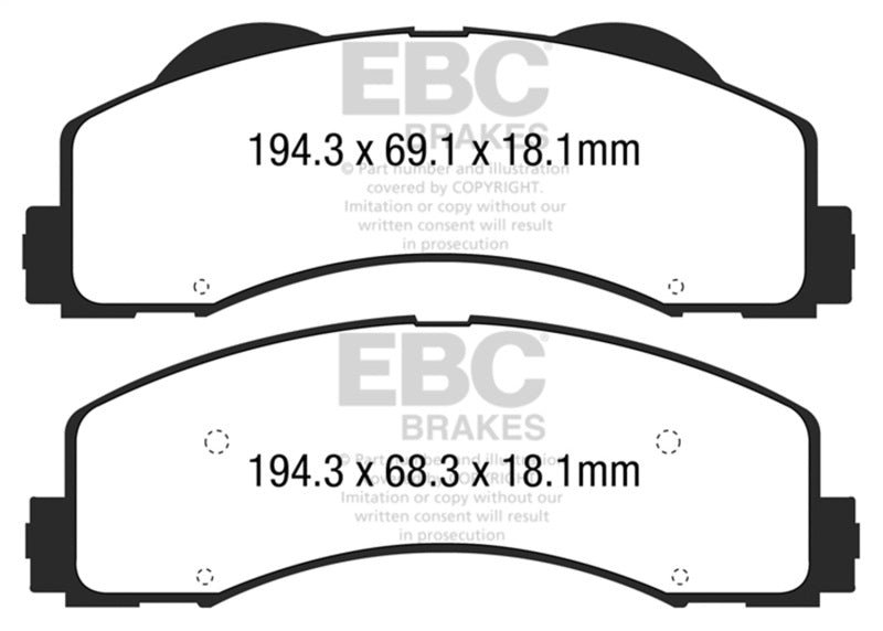 EBC 15+ Ford F150 2.7 Twin Turbo (2WD) Greenstuff Front Brake Pads - DP63034