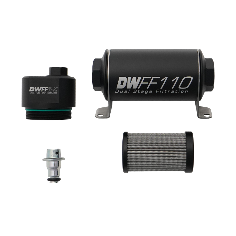 DeatschWerks DWFFR-X 110mm Billet Fuel Filter Regulator - 10 Micron - 8-FFR-110-010K