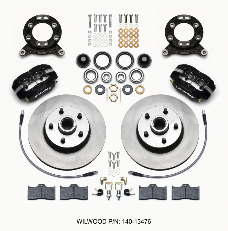 Wilwood Forged Dynalite-M Front Kit 11.30in 1 PC Rotor&Hub 1965-1969 Mustang Disc & Drum Spindle - 140-13476