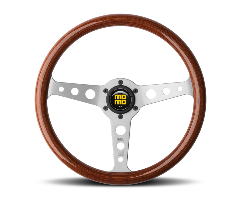 Momo Indy Steering Wheel 350 mm - Mahogany Wood/Brushed Spokes - IND35MA0P
