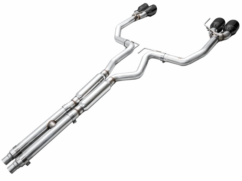AWE 2024 Ford Mustang Dark Horse S650 RWD Track Edition Cat-Back Exhaust w/ Quad Diamond Black Tips - 3020-43375
