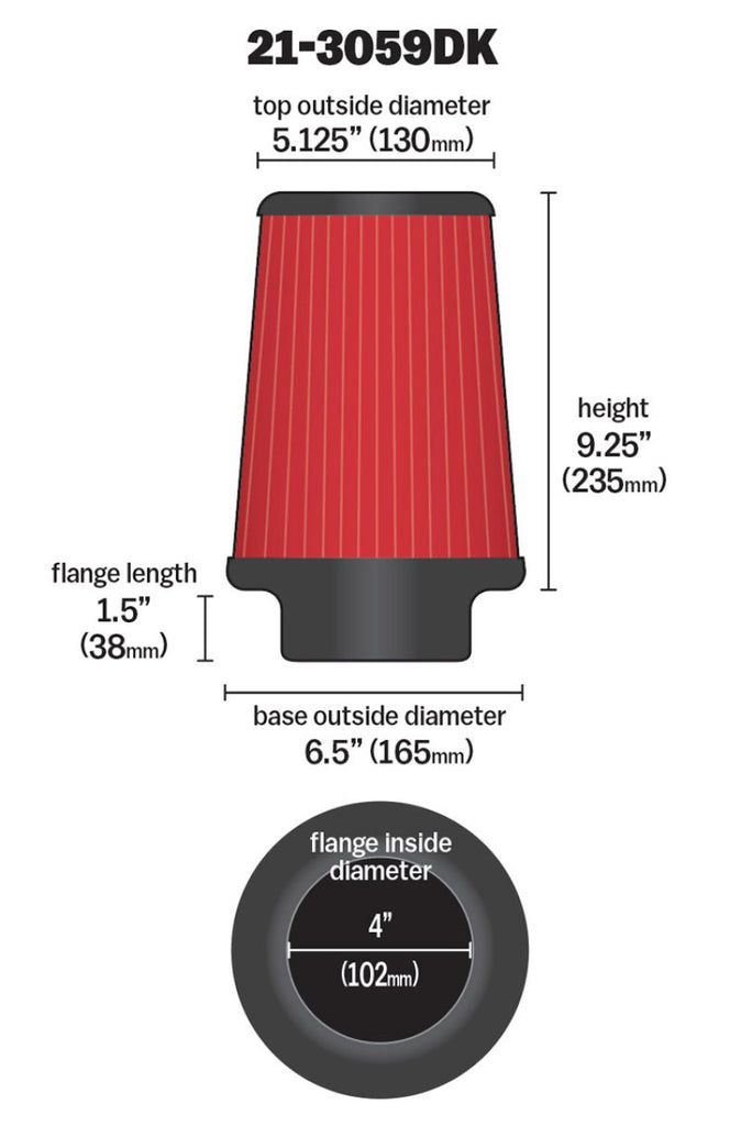 AEM 4 in x 9 in x 1 in Dryflow Element Filter - 21-3059DK