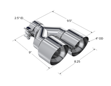 Load image into Gallery viewer, MBRP Universal T304 SS Dual Tip 4in OD/2.5in Inlet - T5178