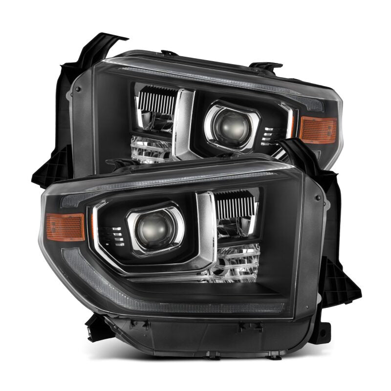 AlphaRex 14-21 Toyota Tundra LUXX-Series LED Proj Headlights Blk w/Actv Light & Seq. Sig + DRL - 880835