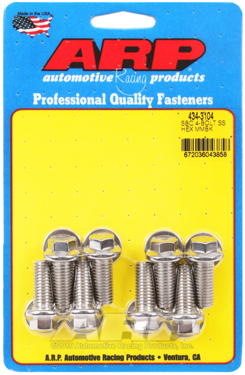 ARP SB Chevy 4-Bolt SS Hex Motor Mount Bolt Kit - 434-3104