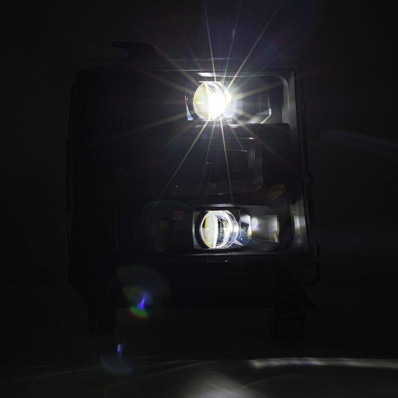 AlphaRex 16-18 Chevy 1500HD LUXX LED Proj Headlights BK w/Seq Actvn Light / SeqSig (Req PN 810023) - 880234