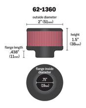 Load image into Gallery viewer, K&amp;N 3/4 inch ID 2 inch OD 1.5 inch H Clamp On Crankcase Vent Filter - 62-1360