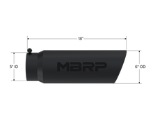 Load image into Gallery viewer, MBRP Universal Tip 6in OD Angled Rolled End 5in Inlet 18in Length Black Finish Exhaust - T5125BLK