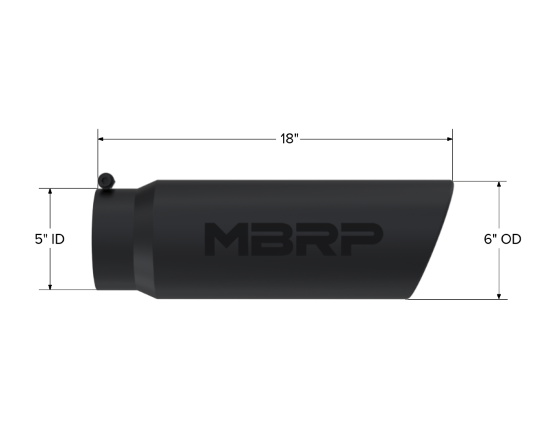 MBRP Universal Tip 6in OD Angled Rolled End 5in Inlet 18in Length Black Finish Exhaust - T5125BLK