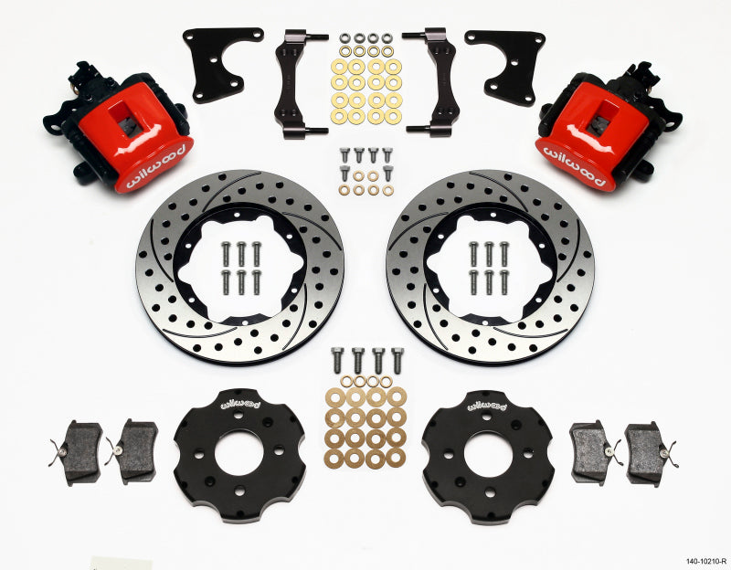 Wilwood Combination Parking Brake Rear Kit 11.00in Drilled Red Civic / Integra Drum 2.71 Hub Offset - 140-10210-DR