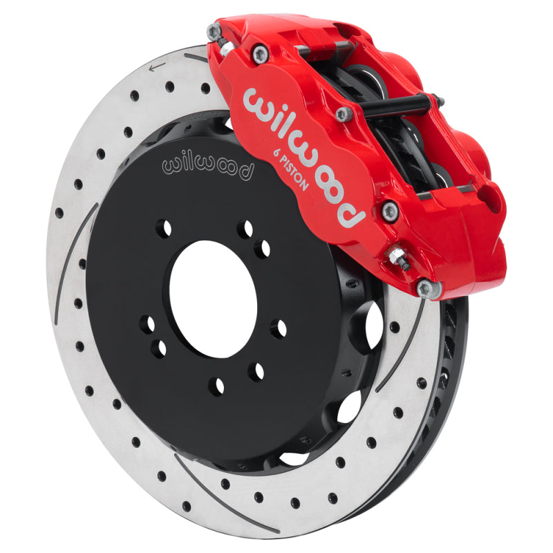 Wilwood 99-02 Nissan Skyline Superlite 6R Front BBK w/ 12.88in D/S Rotors & Flexlines - Red - 140-18256-DR