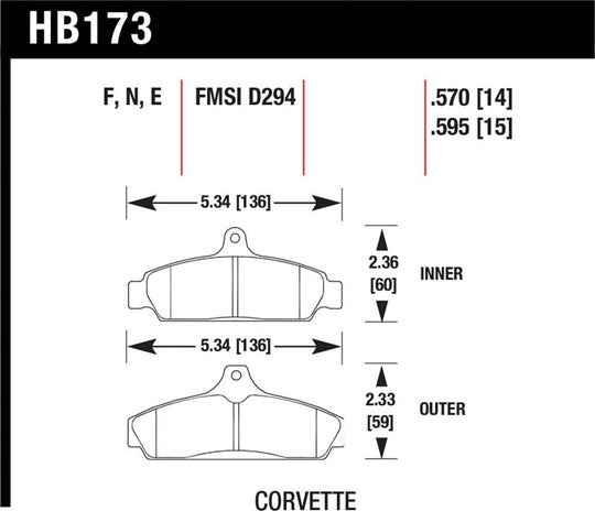 Hawk 84-87 Chevy Corvette 5.7 HPS Street Front Brake Pads - HB173F.570