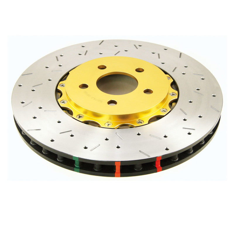 DBA 99-04 Audi A6 Quattro 4.2L Front 5000 Series Drilled & Slotted Rotor w/Gold Hat - DBA5240GLDXS