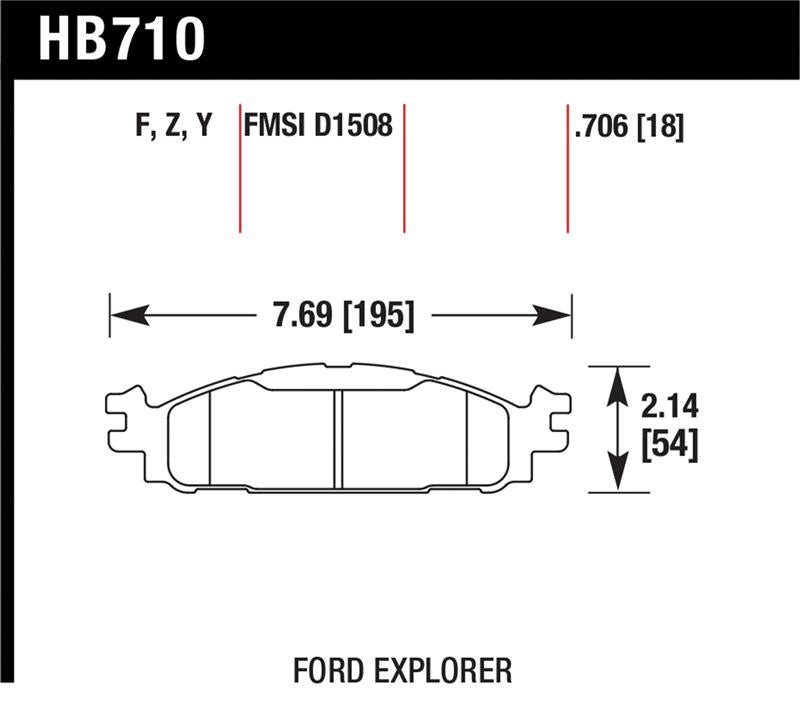 Hawk Ford/Lincoln 11-13 Explorer/09-13 Flex/10-13 Taurus/MKS/MKT Performance Ceramic Brake Pad - HB710Z.706