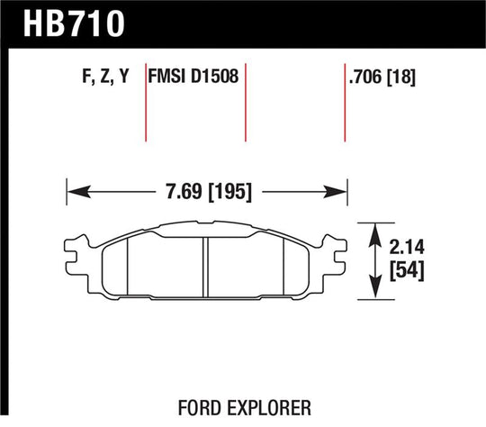 Hawk Ford/Lincoln 11-13 Explorer/09-13 Flex/10-13 Taurus/MKS/MKT Performance Ceramic Brake Pad - HB710Z.706