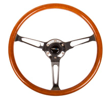 Load image into Gallery viewer, NRG Reinforced Steering Wheel (360mm) Classic Wood Grain w/Chrome Cutout 3-Spoke Center - RST-360SL