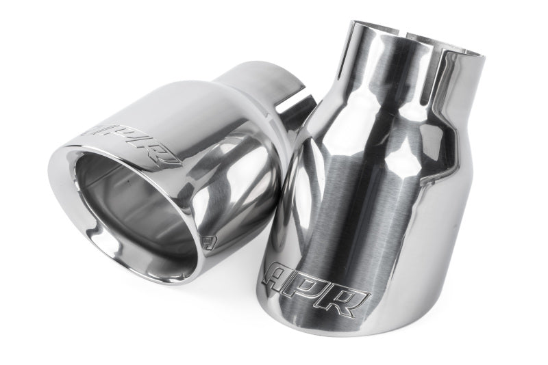 APR Double-Walled 3.5in Slash-Cut Tips - Polished Silver - Set of 2 - TPK0006