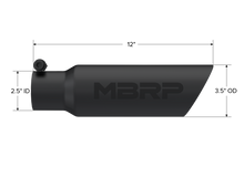 Load image into Gallery viewer, MBRP Universal Tip 3.5 O.D. Dual Wall Angled 2.5 inlet 12 length - Black Finish - T5106BLK