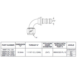 Mishimoto 120-Degree Push Lock Fitting -12AN