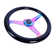 Load image into Gallery viewer, NRG Classic Wood Grain Steering Wheel (350mm) Black Paint Grip w/Neochrome 3-Spoke Center - ST-015MC-BK