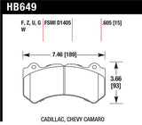 Hawk 08-12 Cadillac CTS-V / 12 Jeep Grand Cherokee (WK2) SRT8 DTC-60 Front Race Brake Pads - HB649G.605