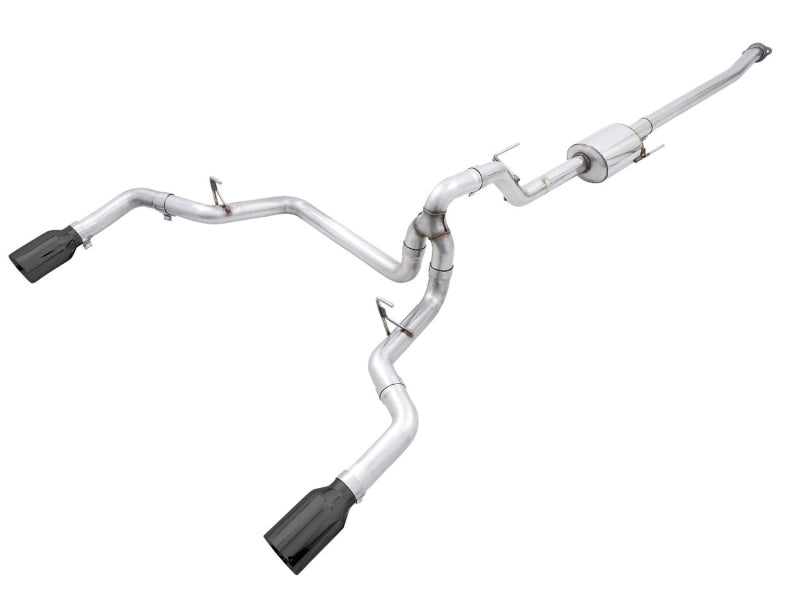 AWE Tuning 0FG 21+ Ford F150 Dual Split Rear Cat-Back Exhaust- 5in Diamond Black Tips - 3015-33119