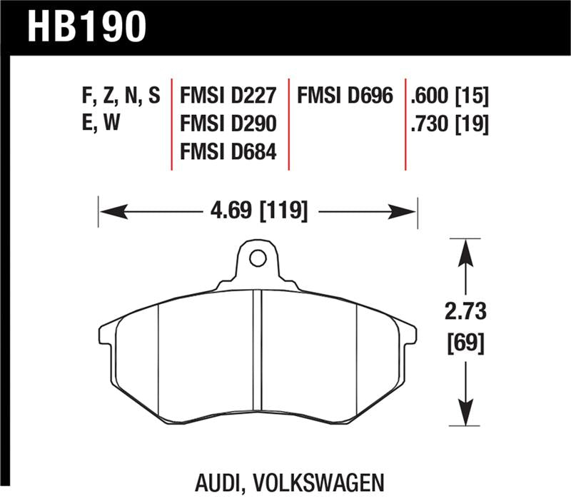 Hawk HP+ Street Brake Pads - HB190N.600
