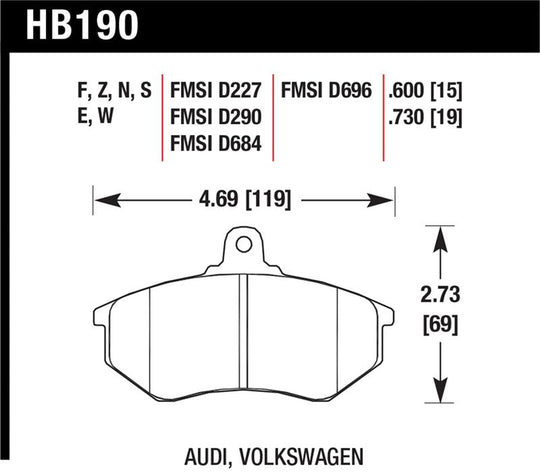 Hawk HP+ Street Brake Pads - HB190N.600