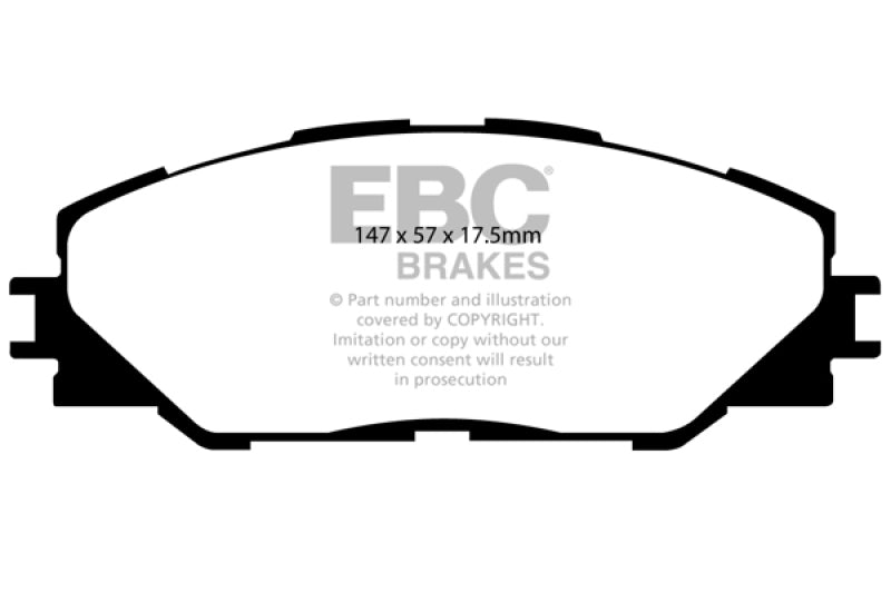 EBC 09-10 Pontiac Vibe 2.4 2WD Yellowstuff Front Brake Pads - DP41792R