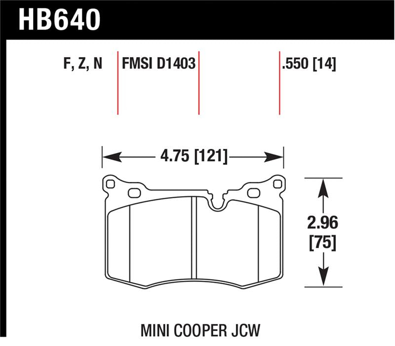 Hawk 09-10 Mini Cooper HP+ Autocross Front Brake Pads - HB640N.550