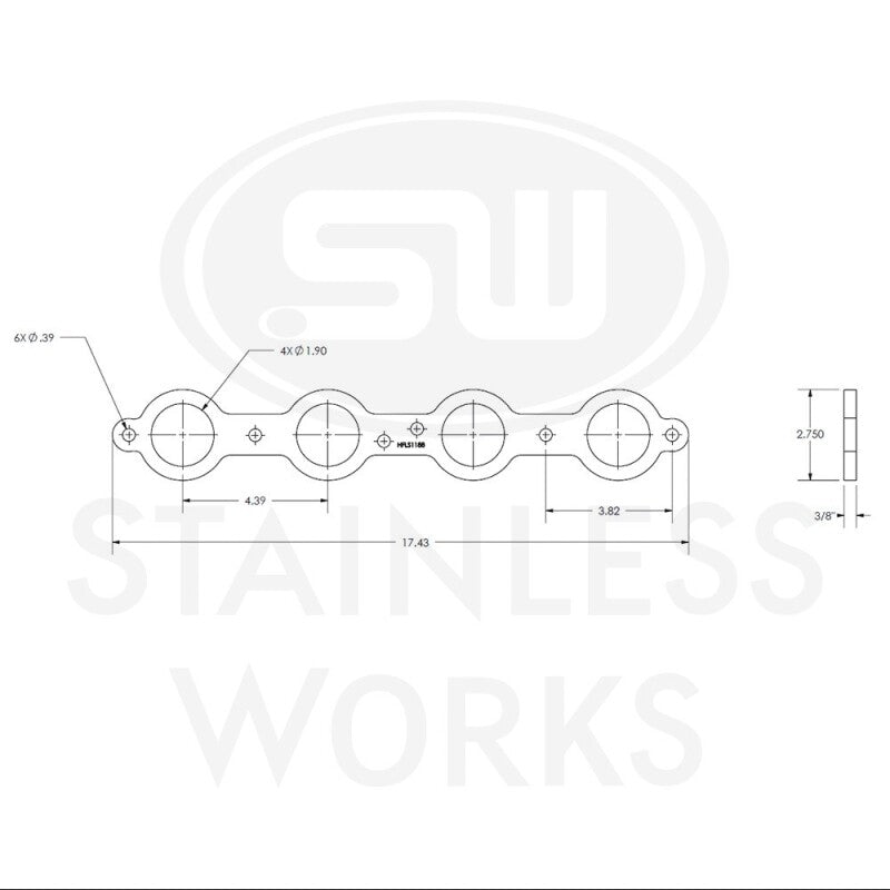 Stainless Works Chevrolet LS1/LS6 Round Port Header 304SS Exhaust Flanges 1-7/8in Primaries - HFLS1188
