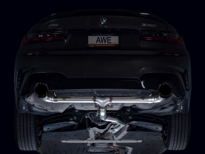 AWE Tuning 19-23 BMW 330i / 21-23 BMW 430i Base G2X Track Edition Axle-Back Exhaust - Diamond Black - 3020-33429