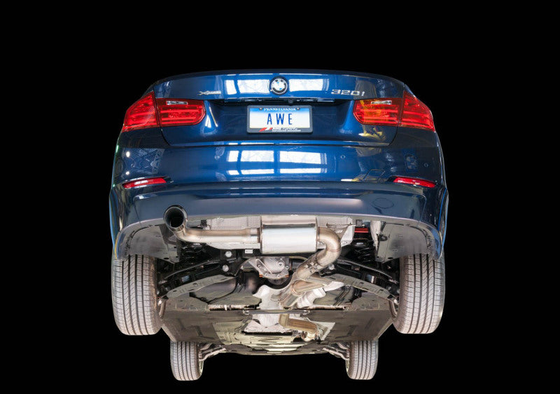 AWE Tuning BMW F30 320i Touring Exhaust & Performance Mid Pipe - Chrome Silver Tip (102mm) - 3015-22044