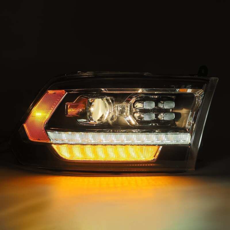 AlphaRex 09-18 Dodge Ram 2500HD LUXX LED Proj Headlights Plank Style Black w/Seq Signal/Smoked DRL - 880520
