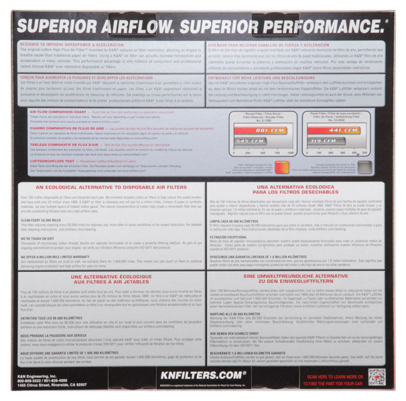 K&N Replacement Air Filter GM CARS & TRUCKS V8-260,350, 1978-80 - E-1690