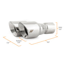 Load image into Gallery viewer, Mishimoto Dual Offset Tips 2.5in Inlet 3in Outlet Slash Cut - Polished