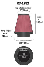 Load image into Gallery viewer, K&amp;N Universal Chrome Filter 2.25in Flange / 3.5in Base / 2in Top / 4in Height - 2 Per Box - RC-1252