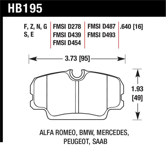 Hawk 84-4/91 BMW 325 (E30) HT-10 HPS Street Front Brake Pads - HB195F.640