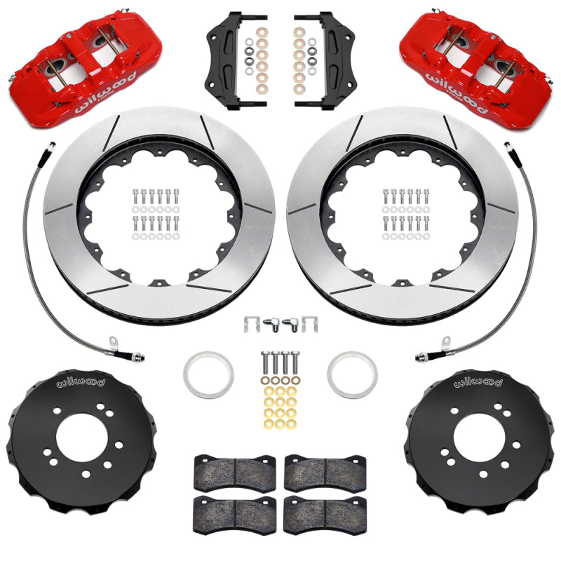 Wilwood 95-98 Nissan Skyline Aerolite 6R Front BBK w/ 14.00in Slotted Rotors & Flexlines - Red - 140-18254-R