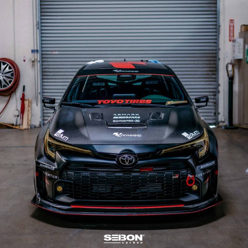 Seibon 2023 Toyota GR Corolla VS-Style Double-Sided Carbon Hood - Gloss Finish - HD23TYGRCOR-VS-DS