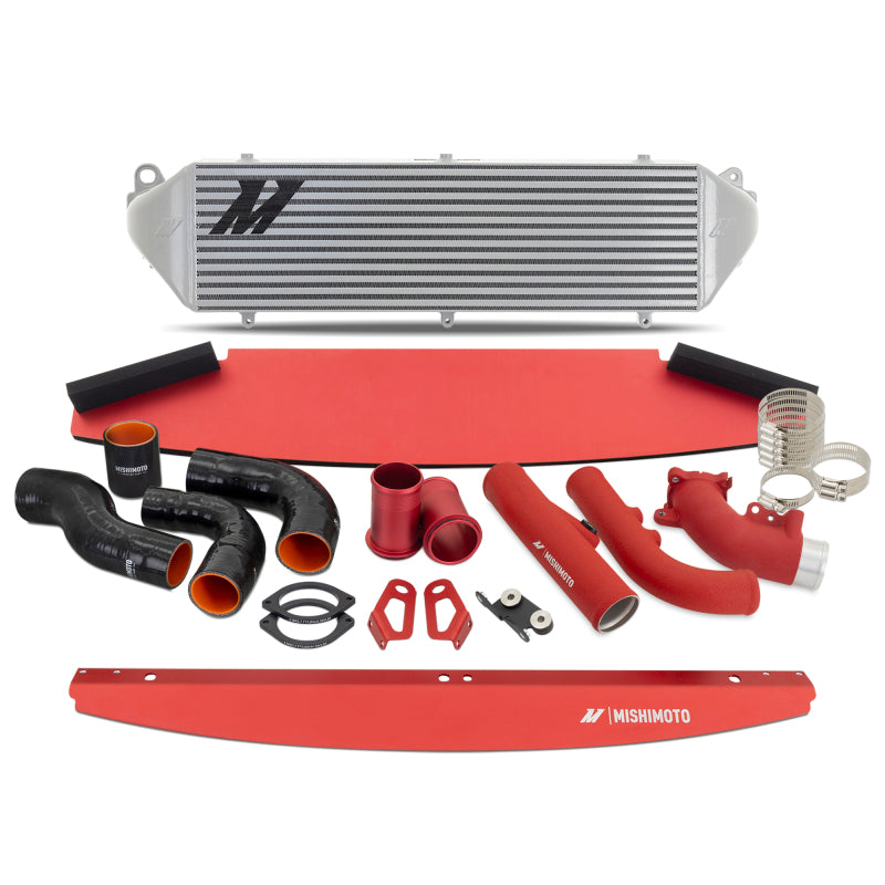 Mishimoto 2023+ Toyota GR Corolla Intercooler & Pipe Kit - Silver Cooler - Red Pipes - MMINT-GRC-23KSLRD