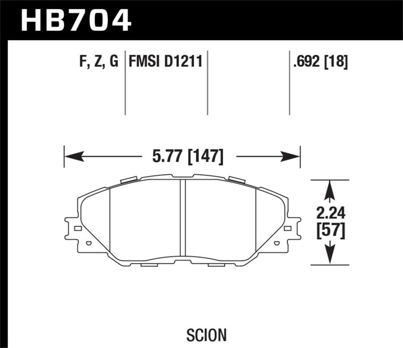 Hawk 06-16 Toyota RAV4 HPS 5.0 Front Brake Pads - HB704B.692